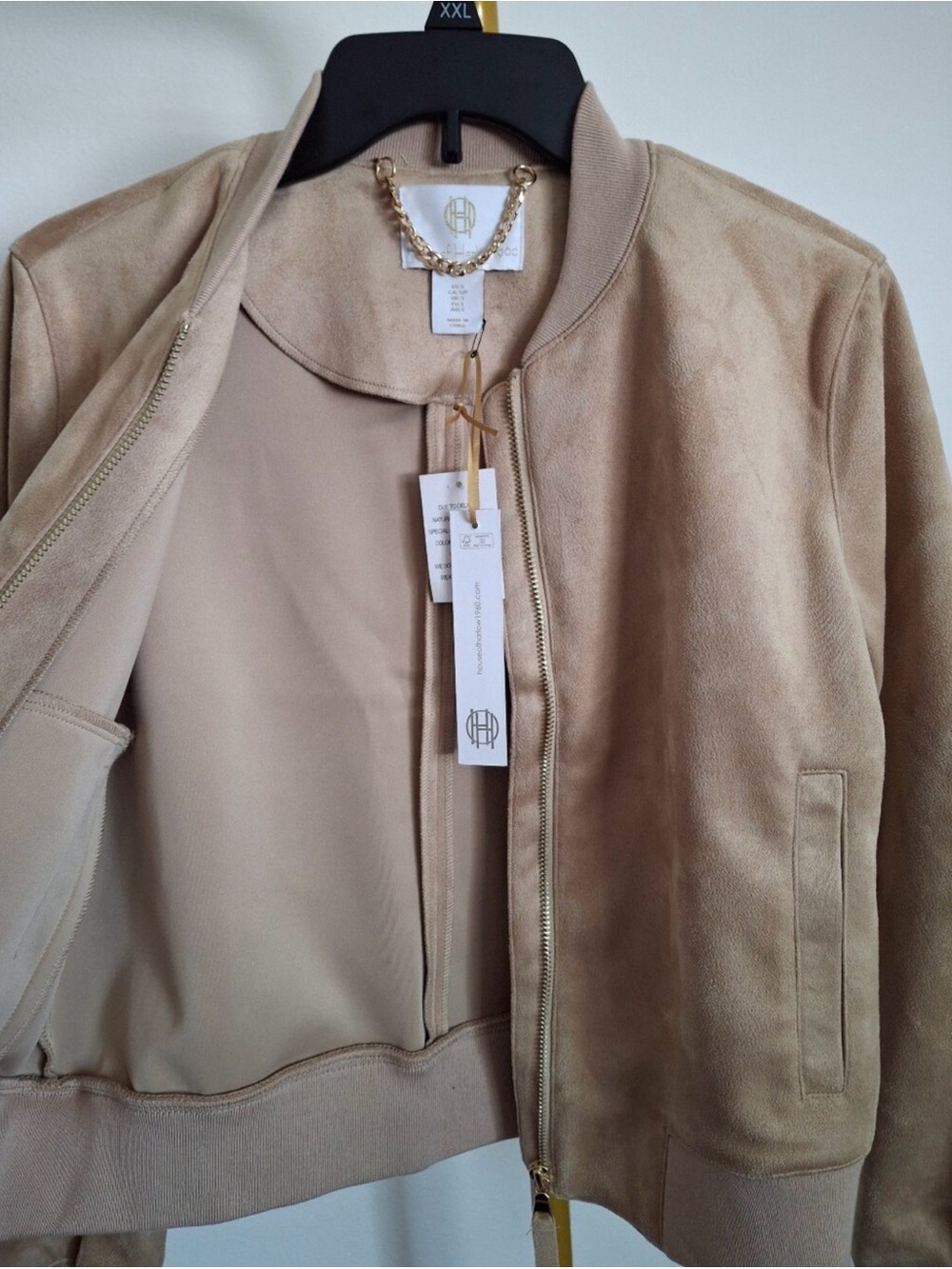 House of Harlow 1960 Beige Suede Bomber Jacket